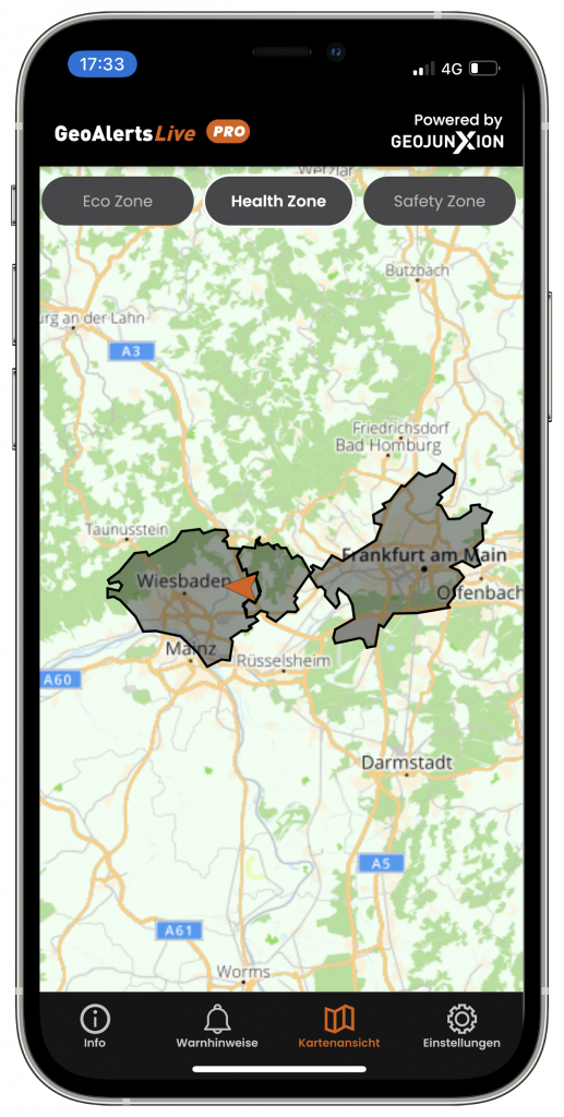 Geo Alerts Live Pro_Health Zone Map